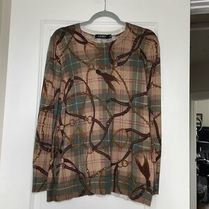Lauren by Ralph Lauren crewneck sweater equestrian print size one 1X